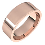 18K Rose Gold Flat Comfort Fit Light Wedding Band, 7 mm Wide