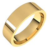 14K Yellow Gold Flat Comfort Fit Light Wedding Band, 6 mm Wide
