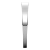 18K White Gold Flat Tapered Wedding Band, 3 mm Wide