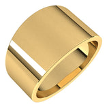 14K Yellow Gold Flat Tapered Wedding Band, 12 mm Wide