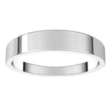 10K White Gold Flat Tapered Wedding Band, 4 mm Wide