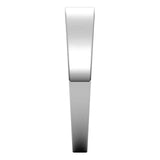 10K White Gold Flat Tapered Wedding Band, 4 mm Wide