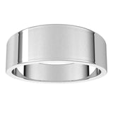 10K White Gold Flat Tapered Wedding Band, 7 mm Wide