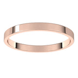 10K Rose Gold Flat Ultra-Light Wedding Band, 2 mm Wide