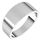 14K White Gold Flat Tapered Wedding Band, 8 mm Wide