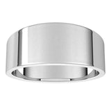 14K White Gold Flat Tapered Wedding Band, 8 mm Wide