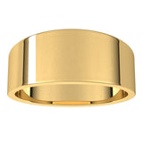 10K Yellow Gold Flat Tapered Wedding Band, 8 mm Wide