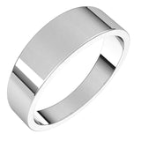 18K White Gold Flat Tapered Wedding Band, 6 mm Wide
