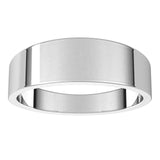 18K White Gold Flat Tapered Wedding Band, 6 mm Wide