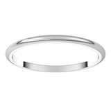 18K White Gold Half Round Wedding Band, 1.5 mm Wide