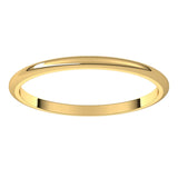10K Yellow Gold Half Round Wedding Band, 1.5 mm Wide