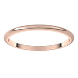 18K Rose Gold Half Round Wedding Band, 1.5 mm Wide