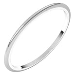 Platinum Half Round Wedding Band, 1 mm Wide