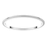 10K White Gold Half Round Wedding Band, 1 mm Wide