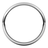 Palladium Half Round Wedding Band, 2.5 mm Wide