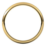 10K Yellow Gold Half Round Wedding Band, 2.5 mm Wide