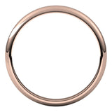 10K Rose Gold Half Round Wedding Band, 2.5 mm Wide