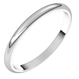 Sterling Silver Half Round Wedding Band, 2 mm Wide