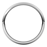 10K White Gold Half Round Wedding Band, 2 mm Wide