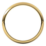 14K Yellow Gold Half Round Wedding Band, 2 mm Wide