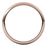 14K Rose Gold Half Round Wedding Band, 2 mm Wide