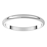 Sterling Silver Half Round Wedding Band, 2 mm Wide
