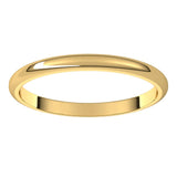 14K Yellow Gold Half Round Wedding Band, 2 mm Wide