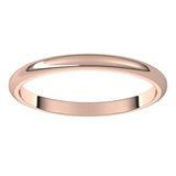 10K Rose Gold Half Round Wedding Band, 2 mm Wide