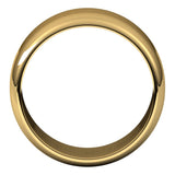 10K Yellow Gold Half Round Wedding Band, 10 mm Wide