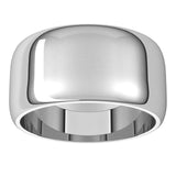 18K White Gold Half Round Wedding Band, 10 mm Wide