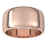 18K Rose Gold Half Round Wedding Band, 10 mm Wide
