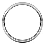 18K White Gold Half Round Wedding Band, 3 mm Wide