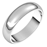 Palladium Half Round Wedding Band, 5 mm Wide