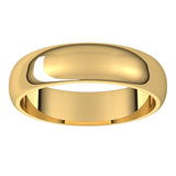 10K Yellow Gold Half Round Wedding Band, 5 mm Wide