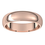 18K Rose Gold Half Round Wedding Band, 5 mm Wide