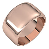 18K Rose Gold Half Round Wedding Band, 11 mm Wide