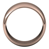 18K Rose Gold Half Round Wedding Band, 11 mm Wide
