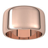 18K Rose Gold Half Round Wedding Band, 11 mm Wide