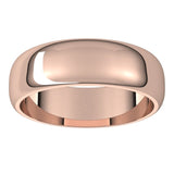 14K Rose Gold Half Round Wedding Band, 6 mm Wide