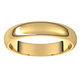 14K Yellow Gold Half Round Wedding Band, 4 mm Wide