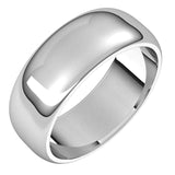 Sterling Silver Half Round Wedding Band, 7 mm Wide
