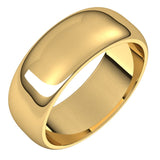 10K Yellow Gold Half Round Wedding Band, 7 mm Wide