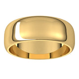 10K Yellow Gold Half Round Wedding Band, 7 mm Wide