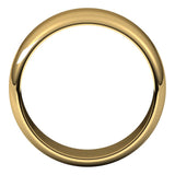 14K Yellow Gold Half Round Wedding Band, 8 mm Wide