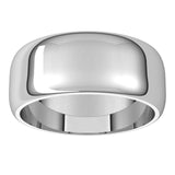 Sterling Silver Half Round Wedding Band, 8 mm Wide