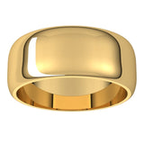 18K Yellow Gold Half Round Wedding Band, 8 mm Wide