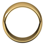 14K Yellow Gold Half Round Wedding Band, 12 mm Wide