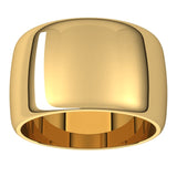 10K Yellow Gold Half Round Wedding Band, 12 mm Wide