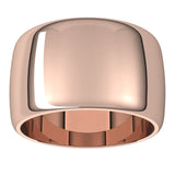 14K Rose Gold Half Round Wedding Band, 12 mm Wide