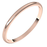 18K Rose Gold Half Round Light Wedding Band, 1.5 mm Wide